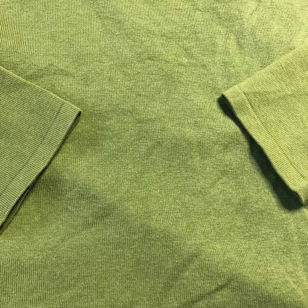 Ann Taylor Sweater Silk Blend Faux Wrap VNeck Green Button Hem Medium Petite
